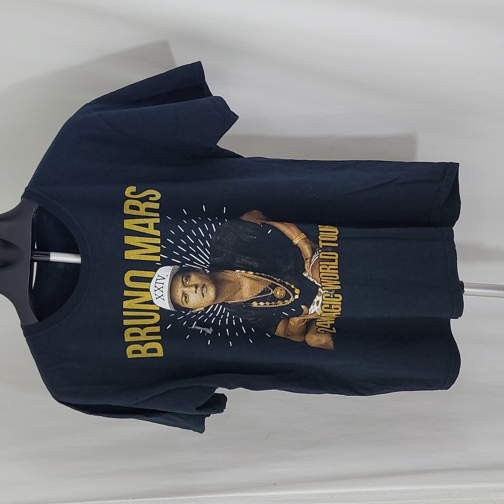 Bruno Mars 24K XXIV Magic World Tour black t-shirt Large crewneck